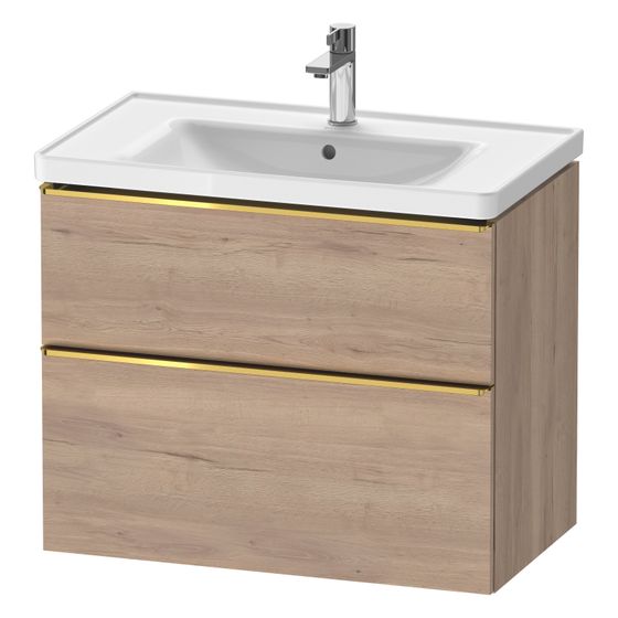 Duravit D-Neo Waschtischunterbau wandhäng. 452x784x625mm Eiche Marmoriert Matt, Griff Gold, 1 AZ/SK, DE4355034550000