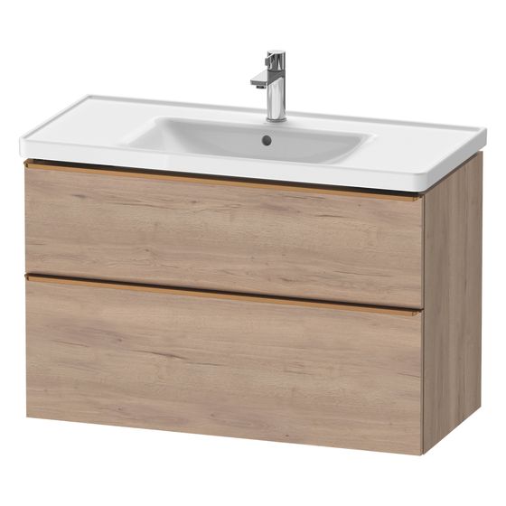 Duravit D-Neo Waschtischunterbau wandh. 452x984x625mm Eiche Marmoriert Matt, Griff Bronze, 1 Auszug/Schubkasten