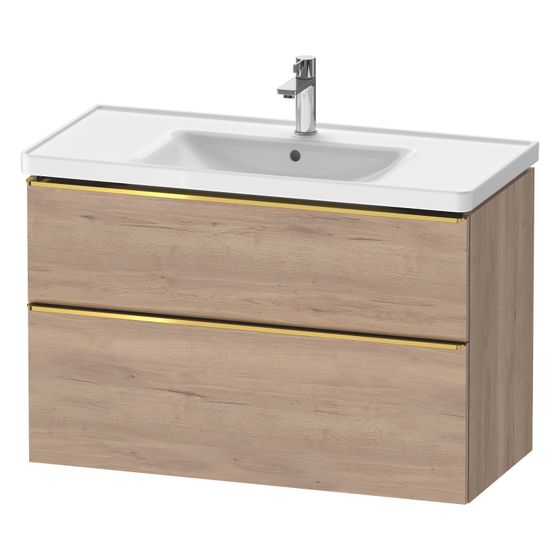 Duravit D-Neo Waschtischunterbau wandhäng. 452x984x625mm Eiche Marmoriert Matt, Griff Gold, 1 Auszug/Schubkasten