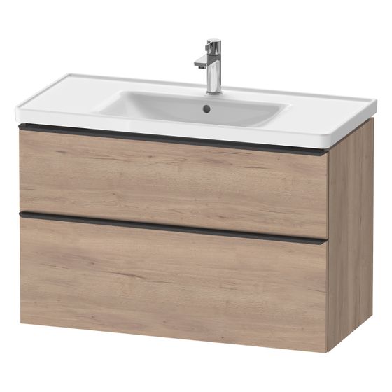 Duravit D-Neo Waschtischunterbau wandh. 452x984x625mm Eiche Marmoriert Matt, Griff Diamantschwarz, 1 Auszug/Schubkasten