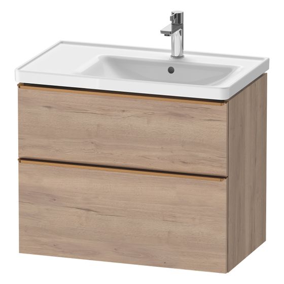 Duravit D-Neo Waschtischunterbau wandhäng. 452x784x625mm Eiche Marmoriert Matt, Griff Bronze, 1 AZ/SK, DE4358004550000