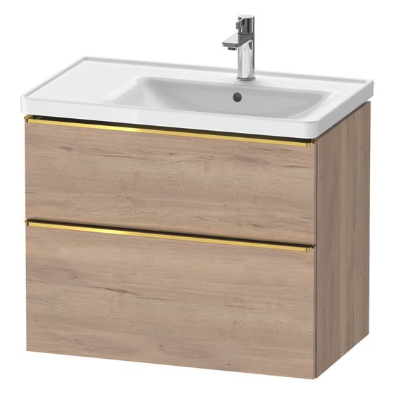 Duravit D-Neo Waschtischunterbau wandhäng. 452x784x625mm Eiche Marmoriert Matt, Griff Gold, 1 AZ/SK, DE4358034550000