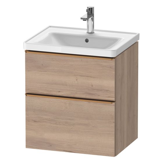 Duravit D-Neo Waschtischunterbau wandhäng. 452x584x625mm Eiche Marmoriert Matt, Griff Bronze, 1 AZ/SK, DE4359004550000