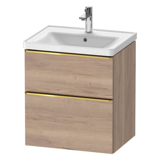 Duravit D-Neo Waschtischunterbau wandhäng. 452x584x625mm Eiche Marmoriert Matt, Griff Gold, 1 AZ/SK, DE4359034550000