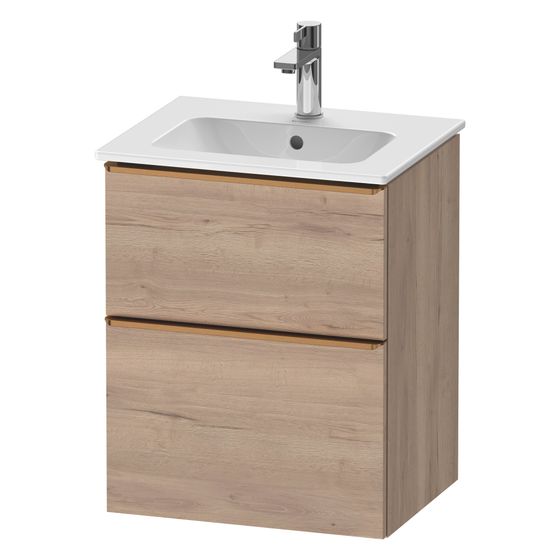 Duravit D-Neo Waschtischunterbau wandh. 402x510x625mm Eiche Marmoriert Matt, Griff Bronze, 1 Auszug/Schubkasten
