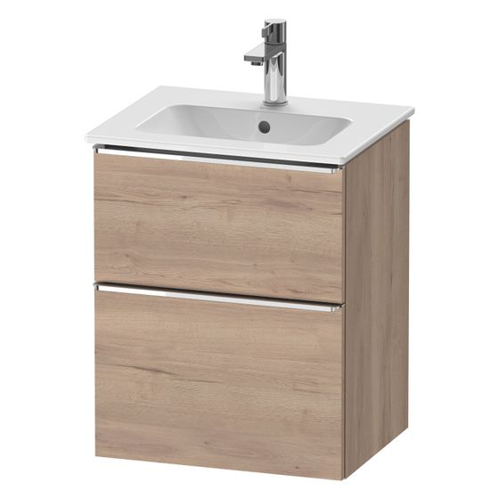 Duravit D-Neo Waschtischunterbau wandh. 402x510x625mm Eiche Marmoriert Matt, Griff Chrom, 1 Auszug/Schubkasten