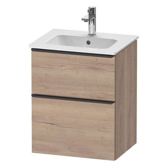 Duravit D-Neo Waschtischunterbau wandh. 402x510x625mm Eiche Marmoriert Matt, Griff Diamantschwarz, 1 Auszug/Schubkasten