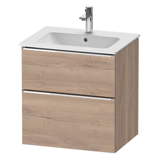 Duravit D-Neo Waschtischunterbau wandh. 462x610x625mm Eiche Marmoriert Matt, Griff Chrom, 1 Auszug/Schubkasten