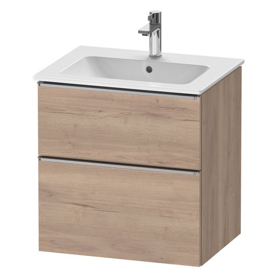 Duravit D-Neo Waschtischunterbau wandh. 462x610x625mm Eiche Marmoriert Matt, Griff Edelstahl, 1 Auszug/Schubkasten