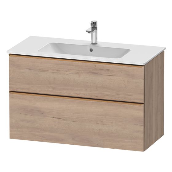 Duravit D-Neo Waschtischunterbau wandh. 462x1010x625mm Eiche Marmoriert Matt, Griff Bronze, 1 Auszug/Schubkasten