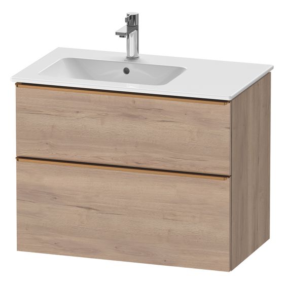 Duravit D-Neo Waschtischunterbau wandhäng. 462x810x625mm Eiche Marmoriert Matt, Griff Bronze, 1 AZ/SK, DE4366004550000