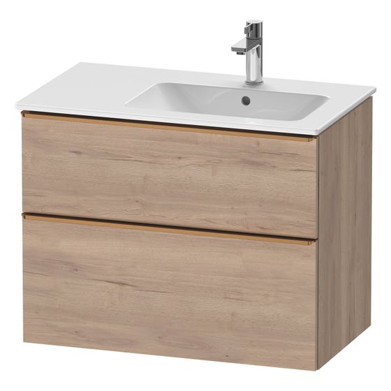 Duravit D-Neo Waschtischunterbau wandhäng. 462x810x625mm Eiche Marmoriert Matt, Griff Bronze, 1 AZ/SK, DE4367004550000