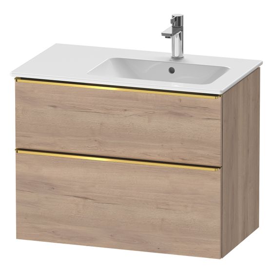 Duravit D-Neo Waschtischunterbau wandhäng. 462x810x625mm Eiche Marmoriert Matt, Griff Gold, 1 AZ/SK, DE4367034550000