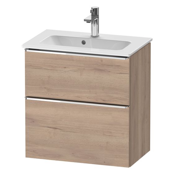 Duravit D-Neo Waschtischunterbau wandh. 372x610x625mm Compact Eiche Marmoriert Matt, Griff Chrom, 1 Auszug/Schubkasten