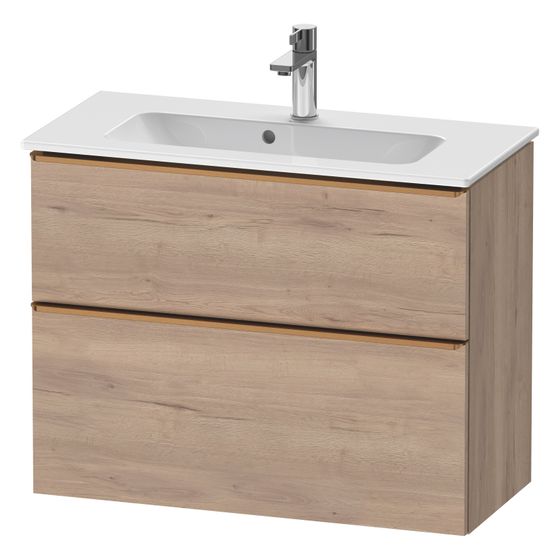 Duravit D-Neo Waschtischunterbau wandh. 372x810x625mm Compact Eiche Marmoriert Matt, Griff Bronze, 1 Auszug/Schubkasten