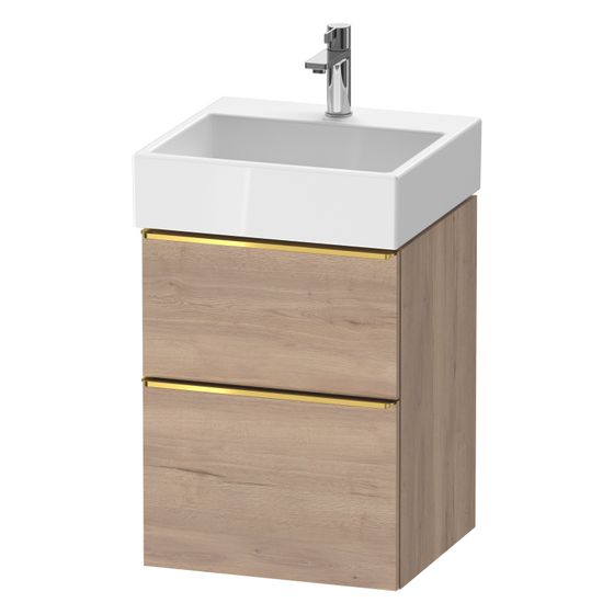 Duravit D-Neo Waschtischunterbau wandhäng. 442x484x625mm Eiche Marmoriert Matt, Griff Gold, 1 Auszug/Schubkasten