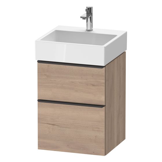 Duravit D-Neo Waschtischunterbau wandh. 442x484x625mm Eiche Marmoriert Matt, Griff Diamantschwarz, 1 Auszug/Schubkasten