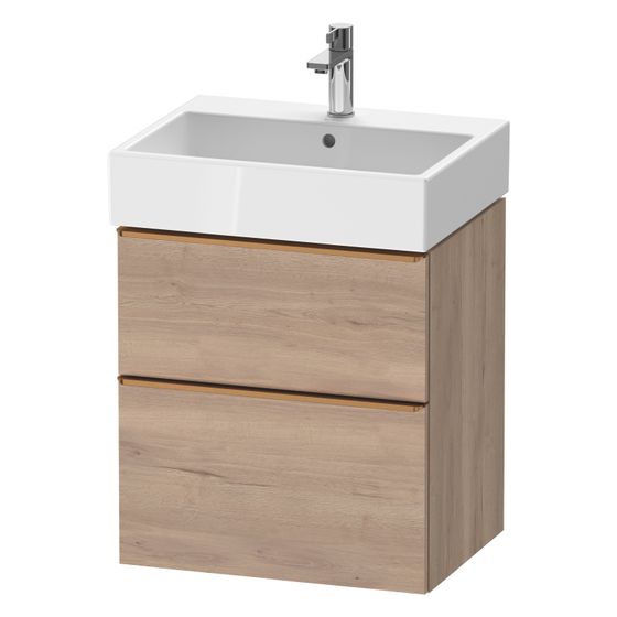 Duravit D-Neo Waschtischunterbau wandh. 442x584x625mm Eiche Marmoriert Matt, Griff Bronze, 1 Auszug/Schubkasten