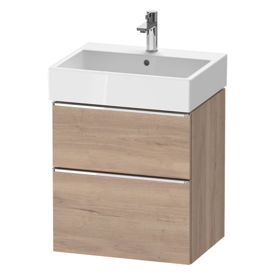 Duravit D-Neo Waschtischunterbau wandh. 442x584x625mm Eiche Marmoriert Matt, Griff Chrom, 1 Auszug/Schubkasten