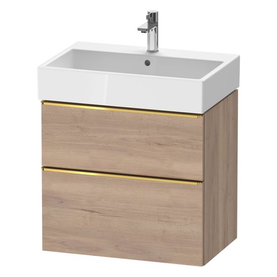 Duravit D-Neo Waschtischunterbau wandhäng. 442x684x625mm Eiche Marmoriert Matt, Griff Gold, 1 Auszug/Schubkasten