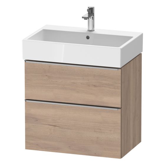 Duravit D-Neo Waschtischunterbau wandh. 442x684x625mm Eiche Marmoriert Matt, Griff Edelstahl, 1 Auszug/Schubkasten
