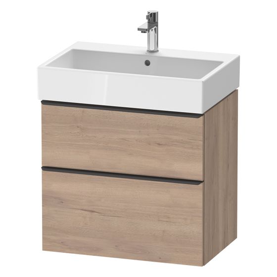Duravit D-Neo Waschtischunterbau wandh. 442x684x625mm Eiche Marmoriert Matt, Griff Diamantschwarz, 1 Auszug/Schubkasten
