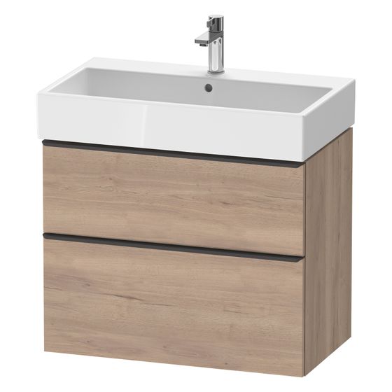 Duravit D-Neo Waschtischunterbau wandh. 442x784x625mm Eiche Marmoriert Matt, Griff Diamantschwarz, 1 Auszug/Schubkasten
