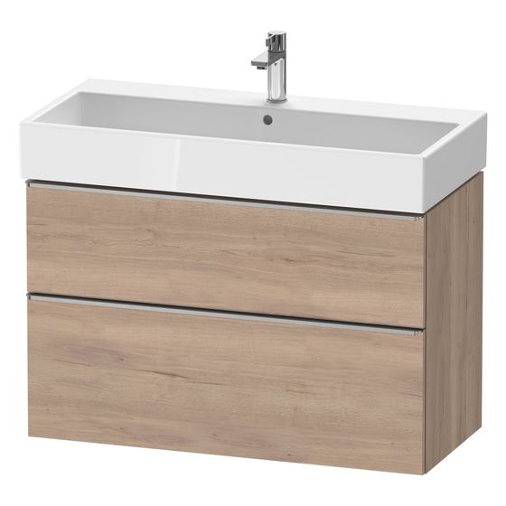 Duravit D-Neo Waschtischunterbau wandh. 442x984x625mm Eiche Marmoriert Matt, Griff Edelstahl, 1 Auszug/Schubkasten