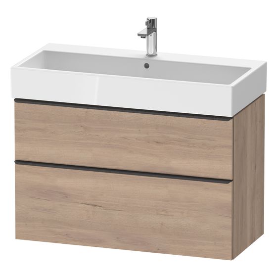 Duravit D-Neo Waschtischunterbau wandh. 442x984x625mm Eiche Marmoriert Matt, Griff Diamantschwarz, 1 Auszug/Schubkasten