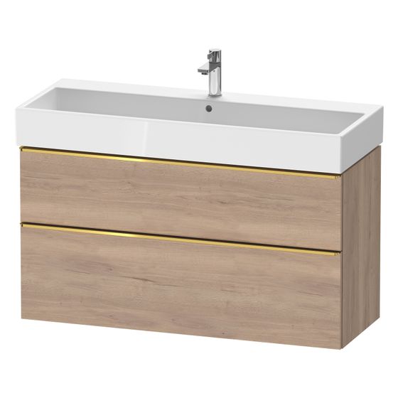 Duravit D-Neo Waschtischunterbau wandh. 442x1184x625mm Eiche Marmoriert Matt, Griff Gold, 1 Auszug/Schubkasten
