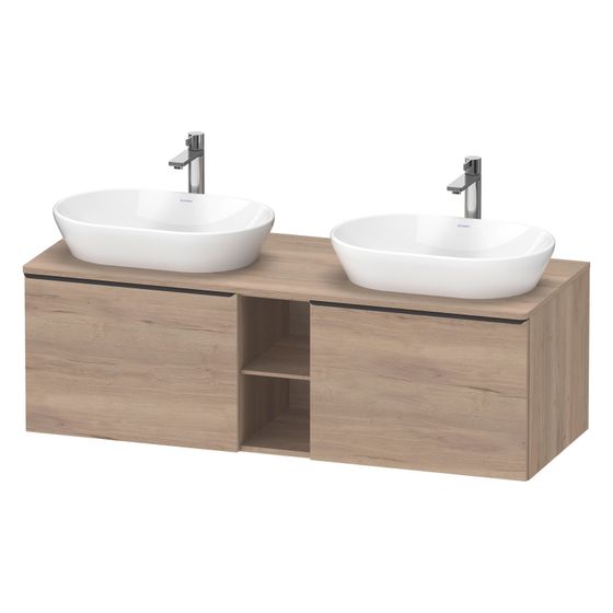 Duravit D-Neo Konsolenwaschtischunterbau wandh. 550x1400x459mm B, Eiche Marmoriert Matt, Dekor, 2 Auszüge, Griff Diamantschwarz