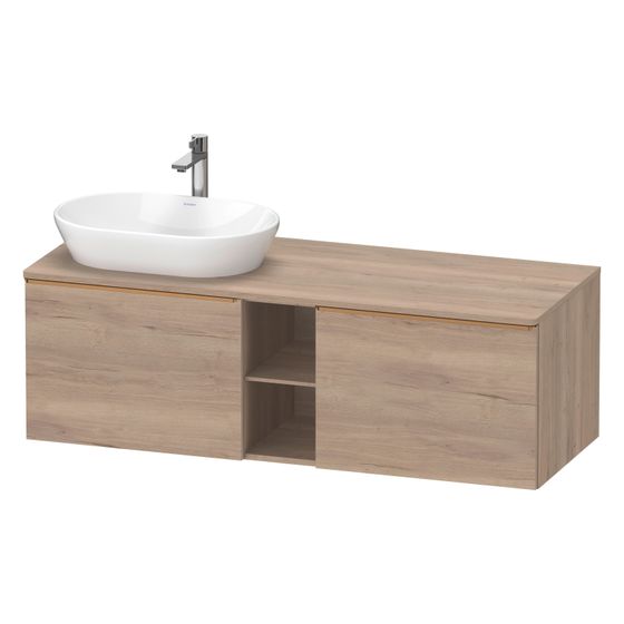 Duravit D-Neo Konsolenwaschtischunterbau wandh. 550x1400x459mm, L, Eiche Marmoriert Matt, Dekor, 2 Auszüge, Griff Bronze