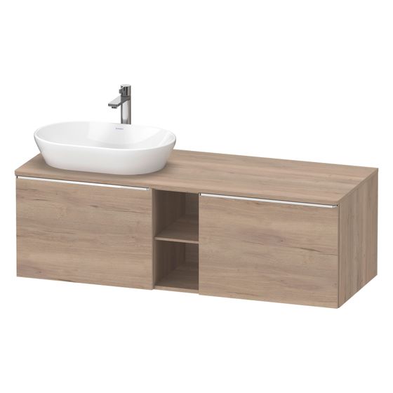 Duravit D-Neo Konsolenwaschtischunterbau wandh. 550x1400x459mm, L, Eiche Marmoriert Matt, Dekor, 2 Auszüge, Griff Chrom