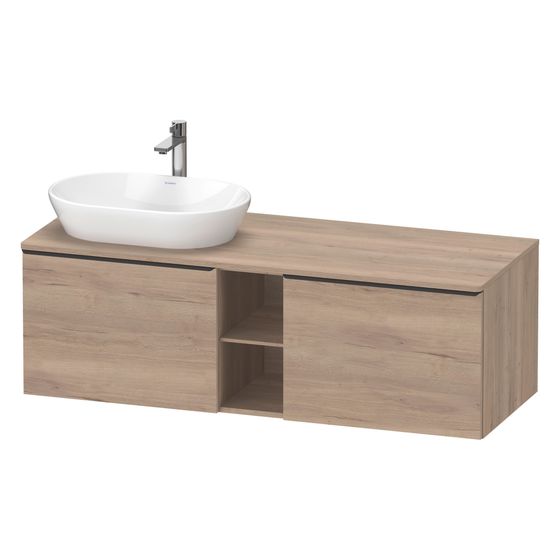 Duravit D-Neo Konsolenwaschtischunterbau wandh. 550x1400x459mm L, Eiche Marmoriert Matt, Dekor, 2 Auszüge, Griff Diamantschwarz