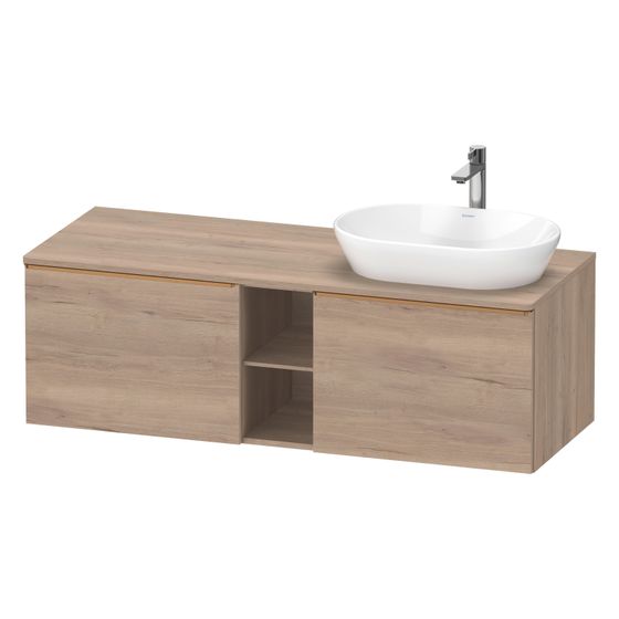 Duravit D-Neo Konsolenwaschtischunterbau wandh. 550x1400x459mm, Eiche Marmoriert Matt Dekor 2 AZ, Griff Bronze