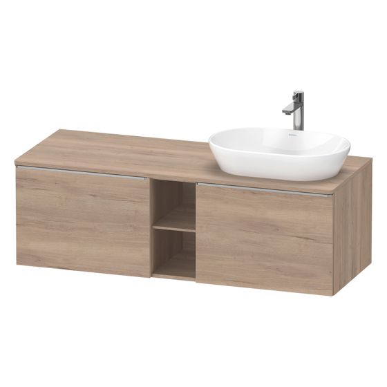 Duravit D-Neo Konsolenwaschtischunterbau wandh. 550x1400x459mm, Eiche Marmoriert Matt Dekor 2 AZ, Griff Edelstahl