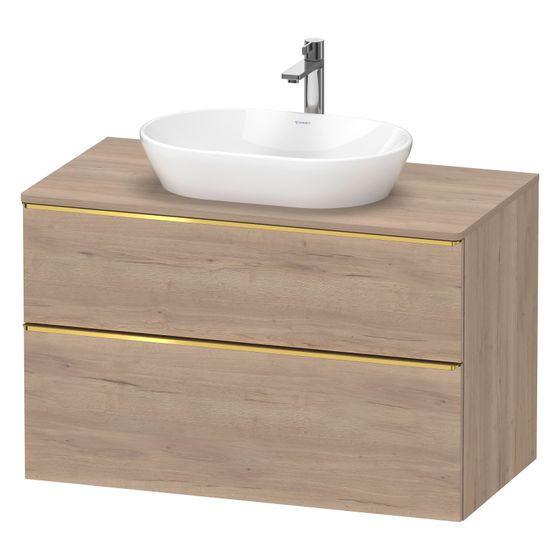 Duravit D-Neo Konsolenwaschtischunterbau wandh 550x1000x664mm Eiche Marmoriert Matt, mit KSP, Dekor 1 SK/Auszug, Griff Gold