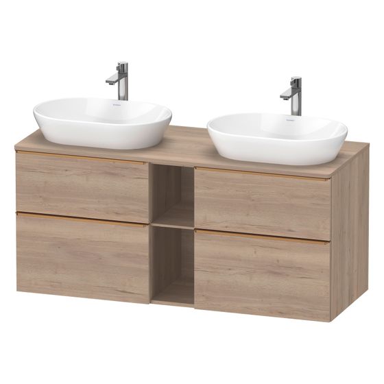 Duravit D-Neo Konsolenwaschtischunterbau wandh. 550x1400x664 B, Eiche Marmor. Matt m KSP, Dekor 2 SK/oF/AZ, Griff Bronze