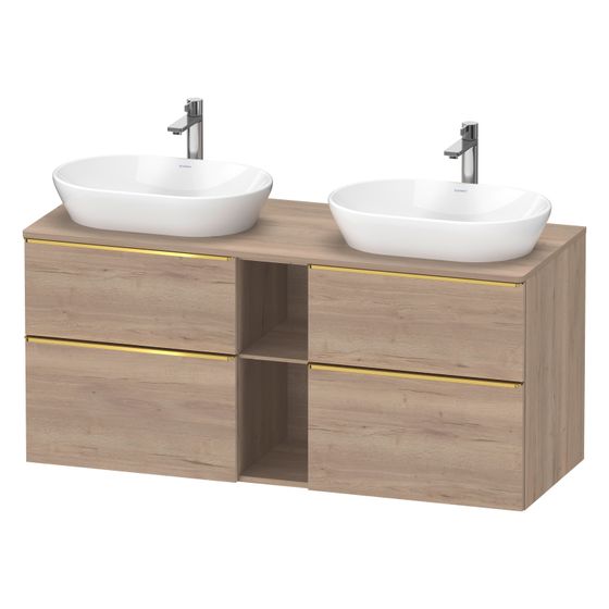 Duravit D-Neo Konsolenwaschtischunterbau wandh. 550x1400x664 B, Eiche Marmor. Matt m KSP, Dekor 2 SK/oF/AZ, Griff Gold