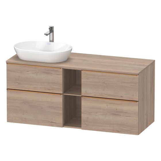 Duravit D-Neo Konsolenwaschtischunterbau wandh. 550x1400x664 L, Eiche Marmor. Matt m KSP, Dekor 2 SK/oF/AZ, Griff Bronze