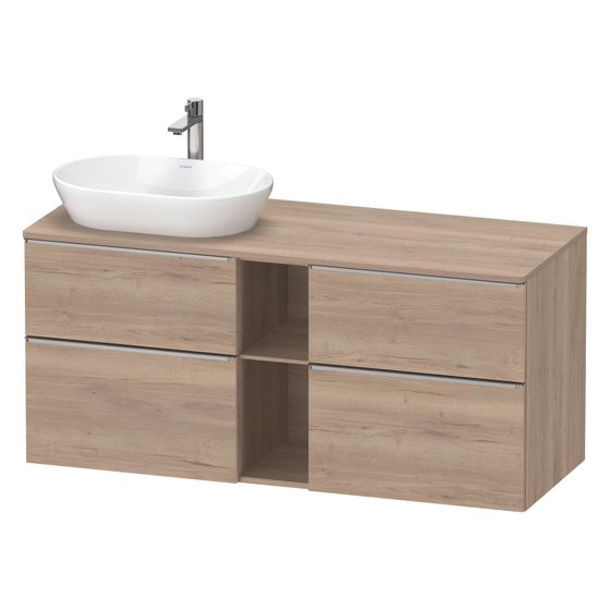 Duravit D-Neo Konsolenwaschtischunterbau wandhäng. 550x1400x664 L, Eiche Marmor. Matt m KSP, Dekor 2 SK/oF/AZ, Edelstahl