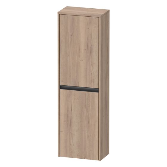 Duravit Ketho.2 Halbhochschrank Dekor 240x400x1320mm Eiche Marmoriert Matt, 2 Türen link, 2 Glas-FB, 1 Holz-FB, Griff Anthrazit
