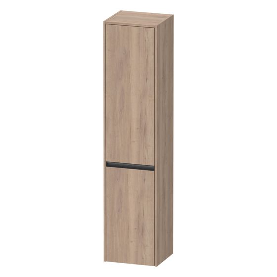 Duravit Ketho.2 Hochschrank Dekor 360x400x1760mm Eiche Marmoriert Matt, 2 Türen L, Griff Anthrazit, 3 Glas-FB, 50mm Tip-on