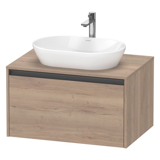 Duravit Ketho.2 Konsolen-WTU wandh. 550x800x459mm Eiche Marmoriert Matt, mit KSP, Dekor, 1 AZ, Griff Anthrazit, mit Dämpfung