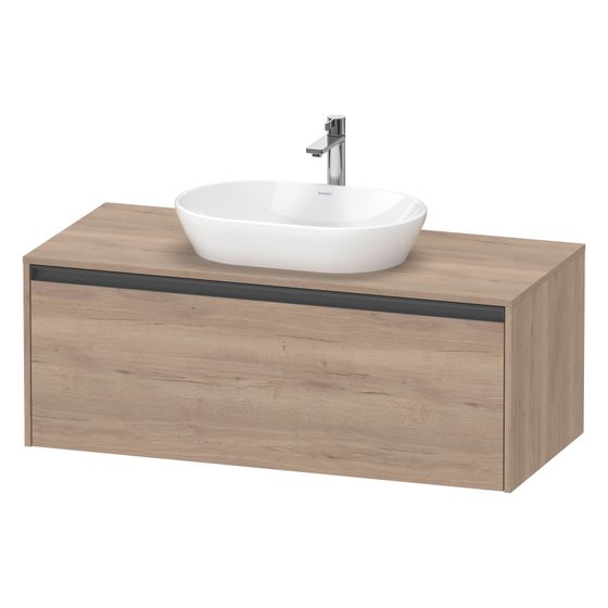 Duravit Ketho.2 Konsolenwaschtischunterbau wandh 550x1200x459mm Eiche Marmoriert Matt, mit KSP, Dekor, 1 AZ, Griff Anthrazit