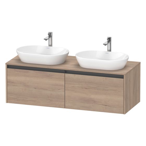 Duravit Ketho.2 Konsolenwaschtischunterbau wandh 550x1400x459mm B, Eiche Marmoriert Matt, mit KSP, Dekor 2 AZ, Griff Anthrazit