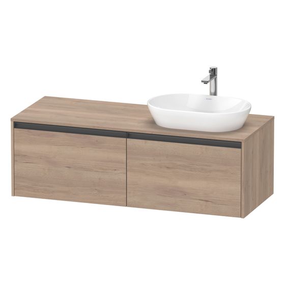 Duravit Ketho.2 Konsolenwaschtischunterbau wandh 550x1400x459mm Eiche Marmoriert Matt, mit KSP, Dekor, 2 AZ, Griff Anthrazit