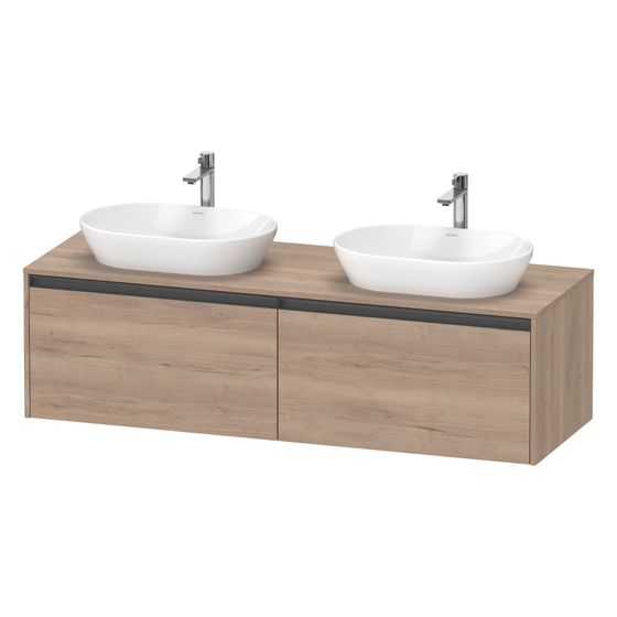 Duravit Ketho.2 Konsolenwaschtischunterbau wandh 550x1600x459mm B, Eiche Marmoriert Matt, mit KSP, Dekor 2 AZ, Griff Anthrazit