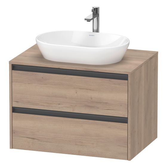 Duravit Ketho.2 Konsolenwaschtischunterbau wandh 550x800x568mm Eiche Marmoriert Matt, mittig, mit KSP, Dekor, 2 SK Anthrazit