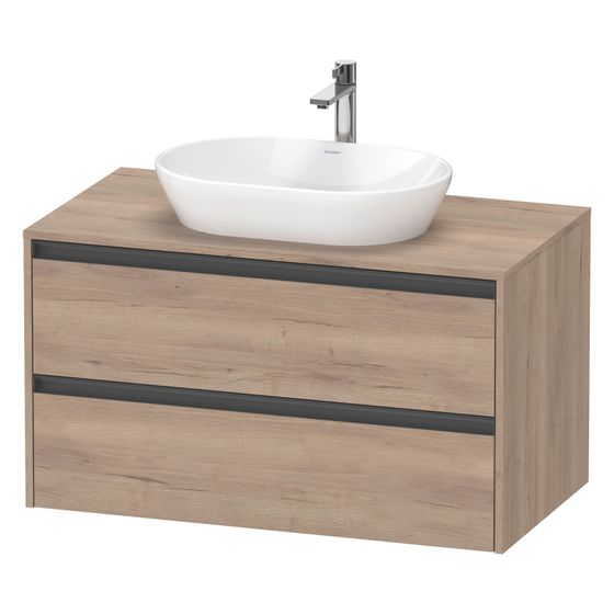 Duravit Ketho.2 Konsolenwaschtischunterbau wandh. 550x1000x568mm Eiche Marmoriert Matt M mit KSP Dekor 2 SK Griff Anthrazit